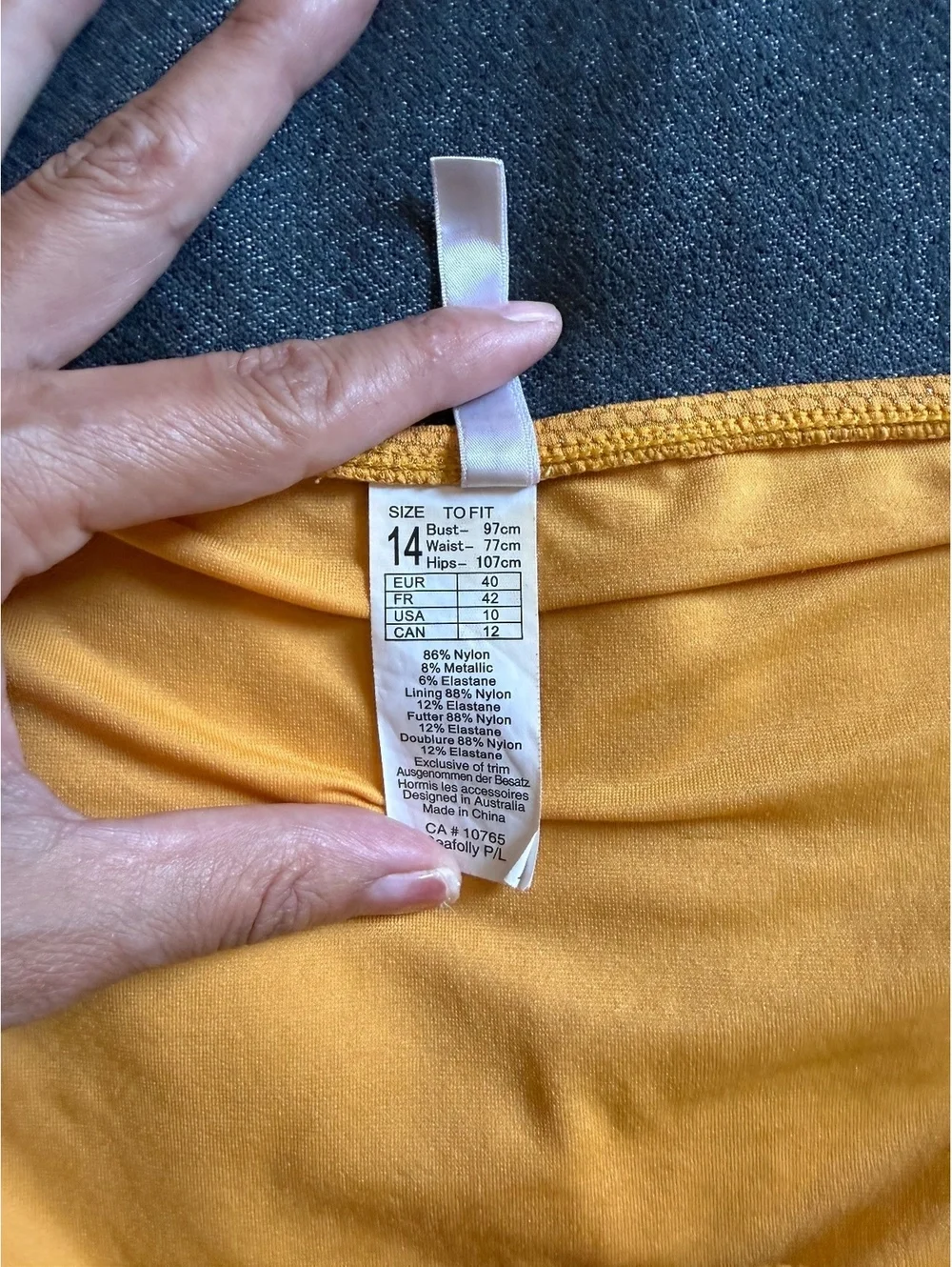 Seafolly Textured Mustard Gold Bikini Set US 10 Adjustable straps Swimwear